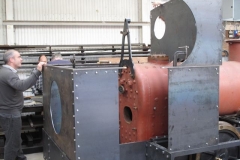 Thursday, 14.10.2021. A small group visits Alan Keef nr. Ross-on-Wye to view progress of the Falcon locomotive and to "trial-fit" the cab and other components.