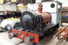 Monday, 26.6.23. Loco No. 10 has now been partially stripped with boiler insulation and cladding being the next jobs