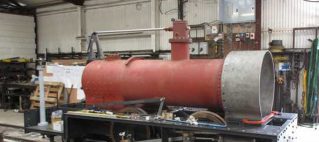 Corris Railway Falcon locomotive. The smoke box is on and the ashpan fabricated.