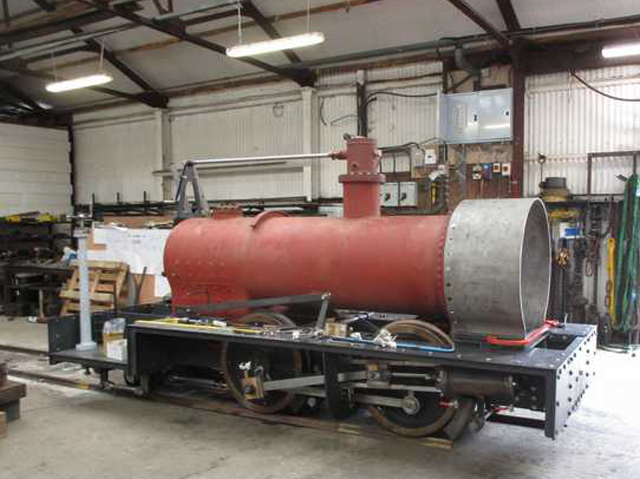 Corris Railway Falcon locomotive. The smoke box is on and the ashpan fabricated.